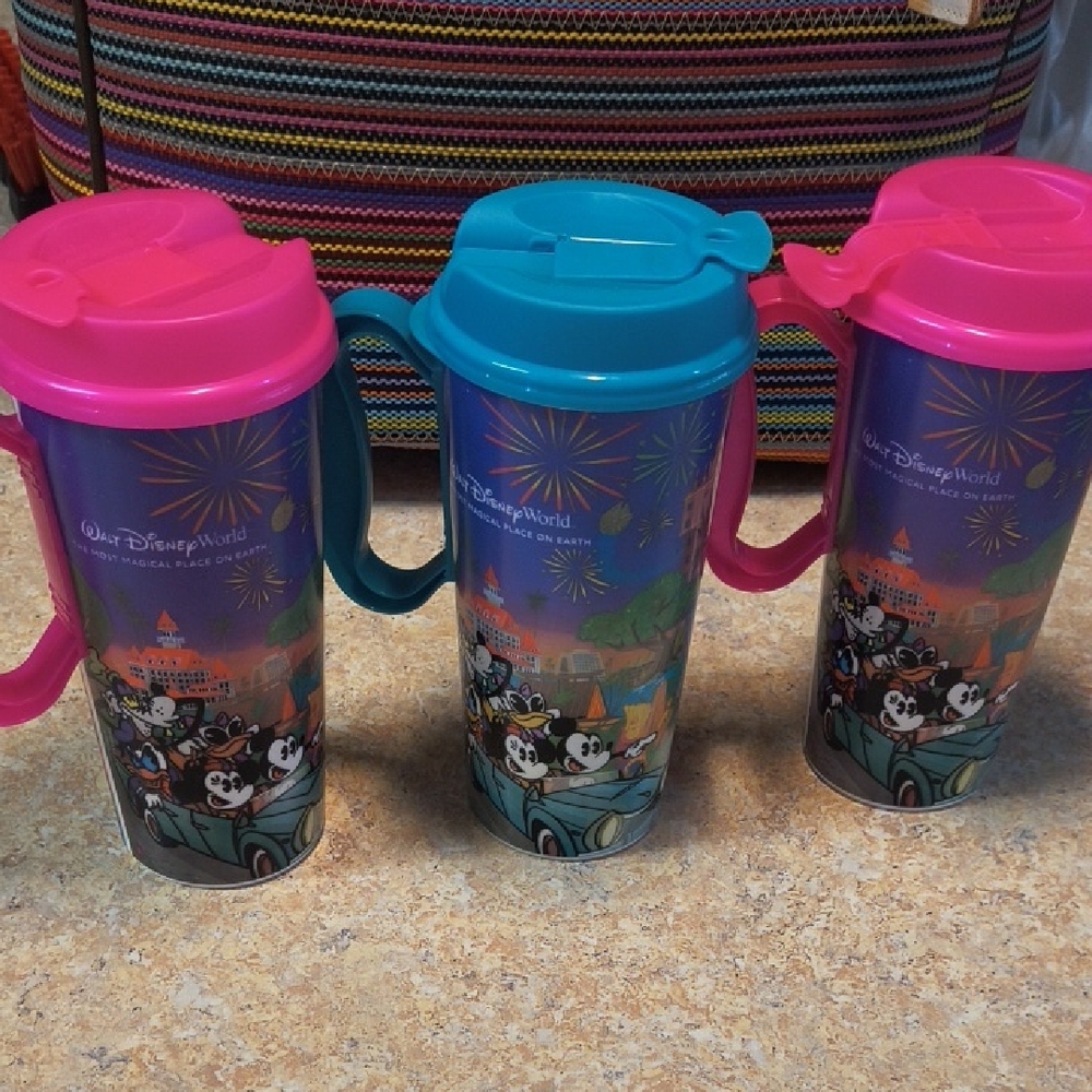Disney Travel Tumbler Trio in Pink and Teal with Mickey & Friends Art